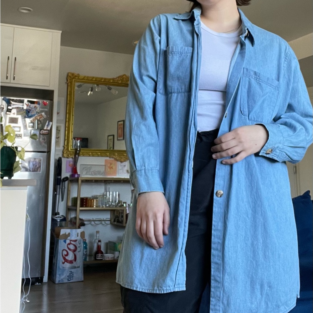 Vintage Longline Jean Button Down Overshirt
